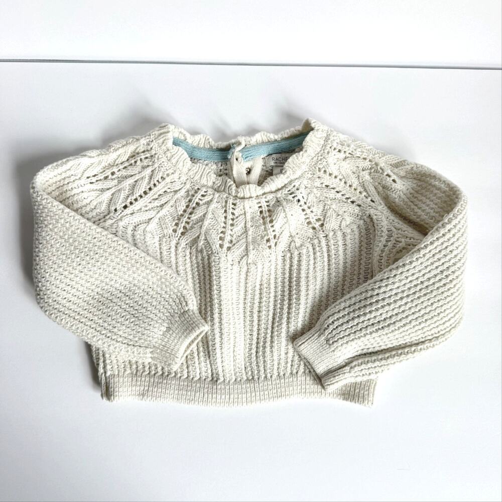 Rachel Zoe Sweater Girls 18-24 Months White Knit Pointelle Pullover Long Sleeve